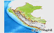 Physical Panoramic Map of Peru, single color outside, bathymetry sea
