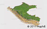 Satellite Panoramic Map of Peru, cropped outside