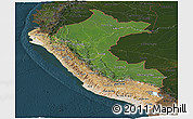 Satellite Panoramic Map of Peru, darken