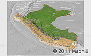 Satellite Panoramic Map of Peru, lighten, desaturated
