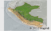 Satellite Panoramic Map of Peru, lighten, semi-desaturated