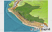 Satellite Panoramic Map of Peru, physical outside, satellite sea