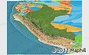 Satellite Panoramic Map of Peru, political outside, satellite sea