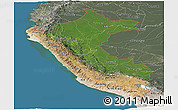 Satellite Panoramic Map of Peru, semi-desaturated, land only