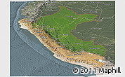 Satellite Panoramic Map of Peru, semi-desaturated