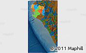 Political 3D Map of Piura, darken