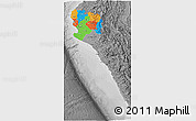 Political 3D Map of Piura, desaturated