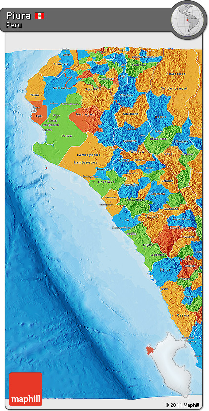 Political 3D Map of Piura
