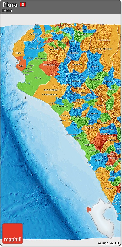 Political 3D Map of Piura