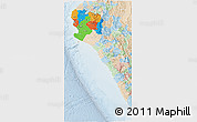 Political 3D Map of Piura, lighten