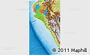 Political 3D Map of Piura, physical outside