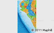 Political 3D Map of Piura, political shades outside