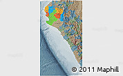 Political 3D Map of Piura, semi-desaturated