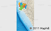 Political 3D Map of Piura, shaded relief outside