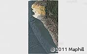 Satellite 3D Map of Piura, darken, semi-desaturated