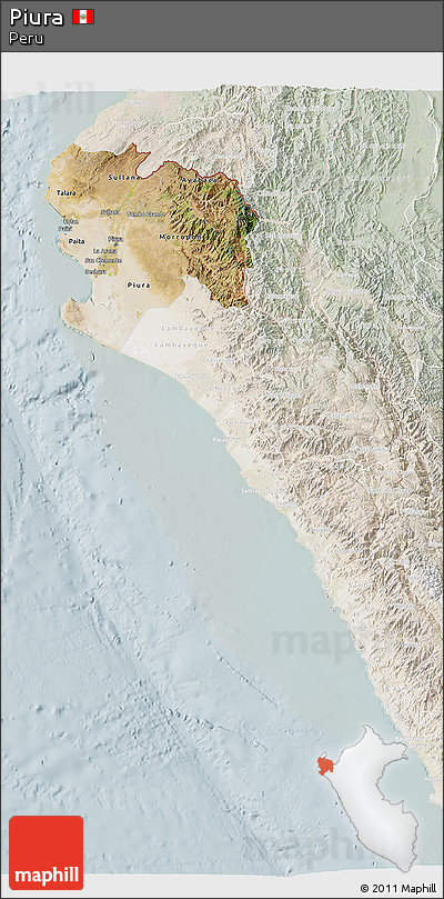 Satellite 3D Map of Piura, lighten
