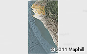 Satellite 3D Map of Piura, semi-desaturated