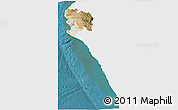 Satellite 3D Map of Piura, single color outside