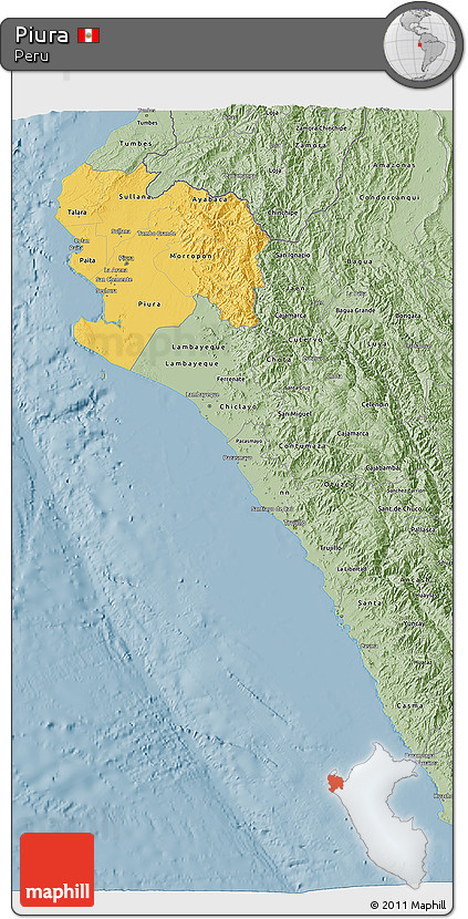 Savanna Style 3D Map of Piura