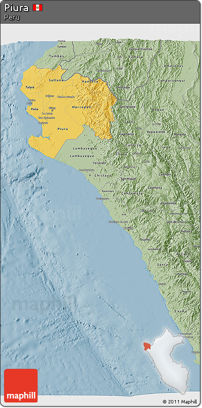 Savanna Style 3D Map of Piura