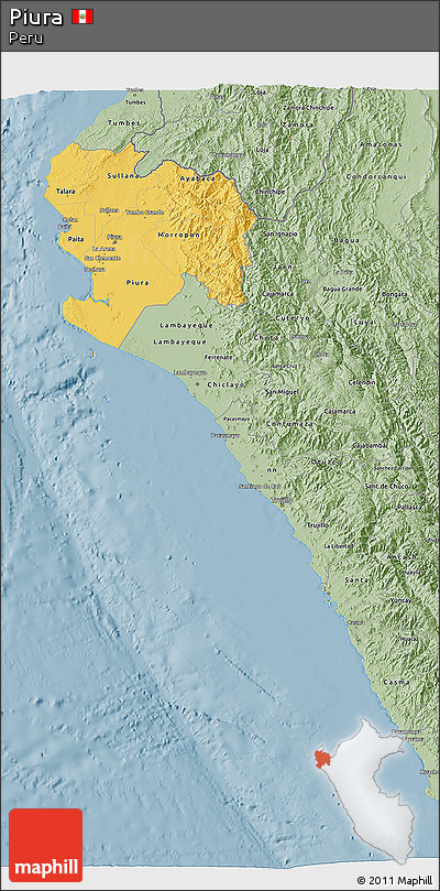 Savanna Style 3D Map of Piura