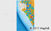 Shaded Relief 3D Map of Piura, political outside