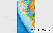 Shaded Relief 3D Map of Piura, political shades outside