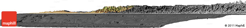 Satellite Horizon Map of Piura, darken, desaturated