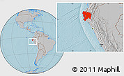 Gray Location Map of Piura, hill shading