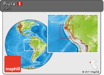 Physical Location Map of Piura, within the entire country