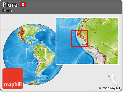 Physical Location Map of Piura, within the entire country