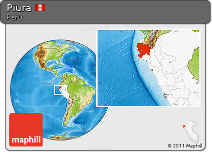 Physical Location Map of Piura, highlighted country