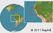 Satellite Location Map of Piura, within the entire country
