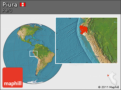Satellite Location Map of Piura