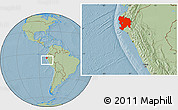 Savanna Style Location Map of Piura, hill shading