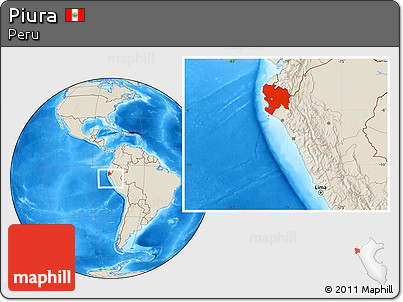 Shaded Relief Location Map of Piura