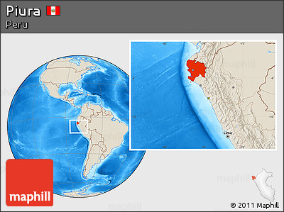 Shaded Relief Location Map of Piura