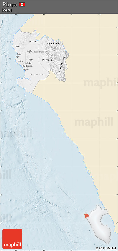 Classic Style Map of Piura, single color outside