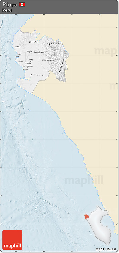 Classic Style Map of Piura, single color outside