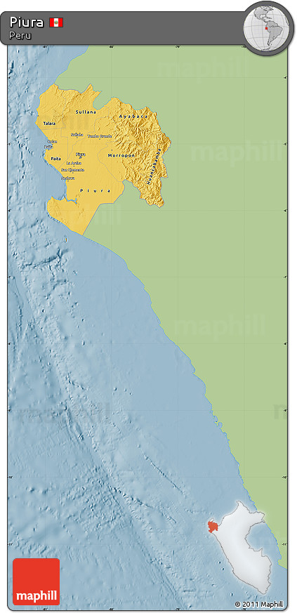 Savanna Style Map of Piura, single color outside