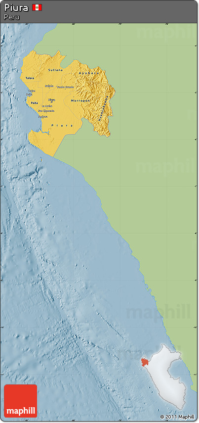 Savanna Style Map of Piura, single color outside