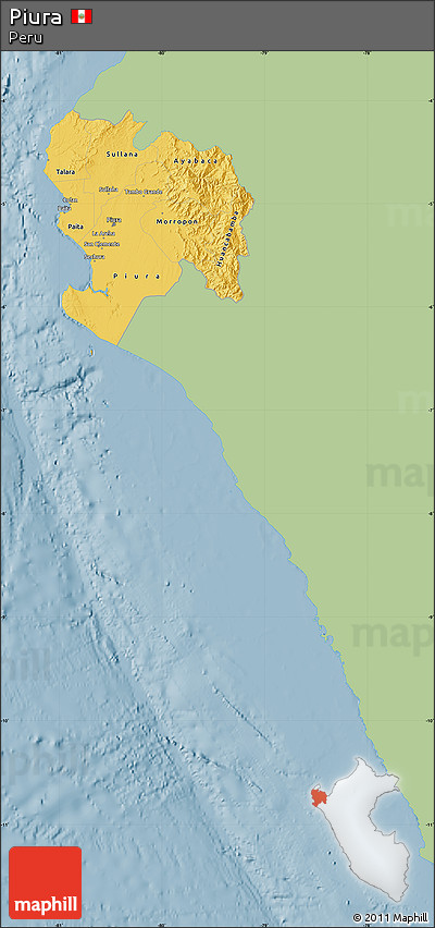 Savanna Style Map of Piura, single color outside