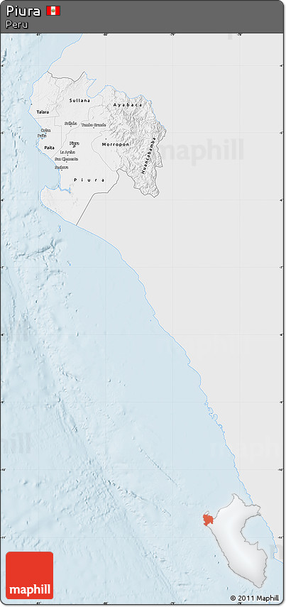 Silver Style Map of Piura, single color outside