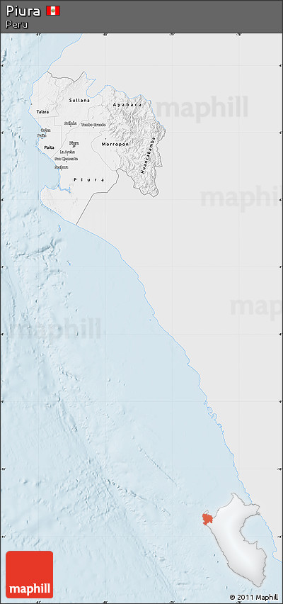 Silver Style Map of Piura, single color outside