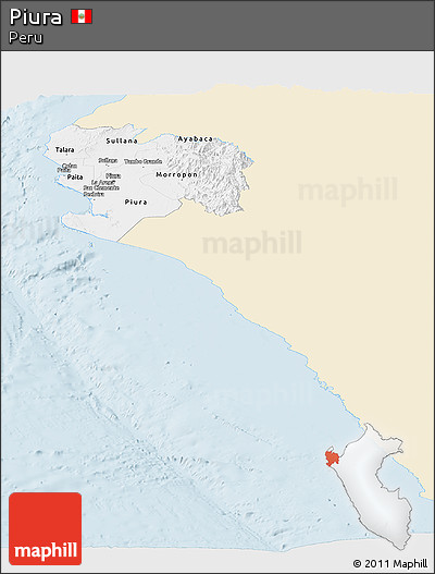 Classic Style Panoramic Map of Piura, single color outside
