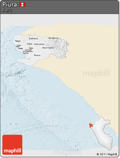 Classic Style Panoramic Map of Piura, single color outside