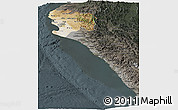 Satellite Panoramic Map of Piura, darken, semi-desaturated
