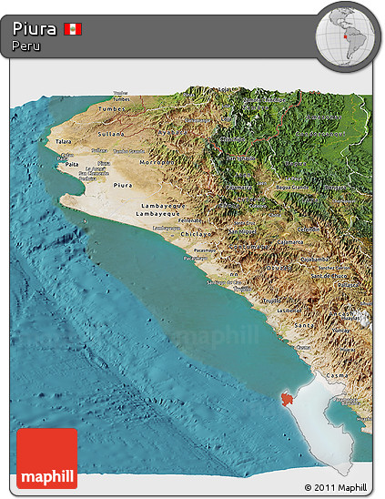 Satellite Panoramic Map of Piura