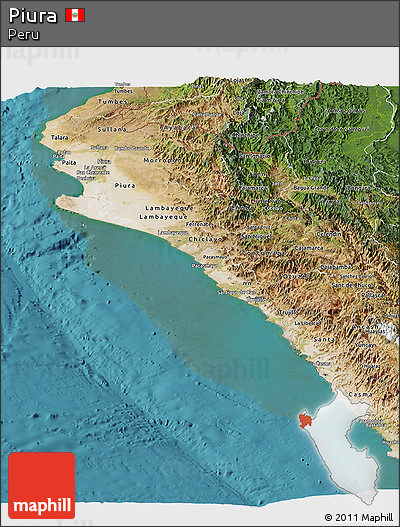Satellite Panoramic Map of Piura