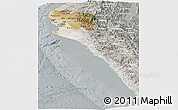 Satellite Panoramic Map of Piura, lighten, semi-desaturated
